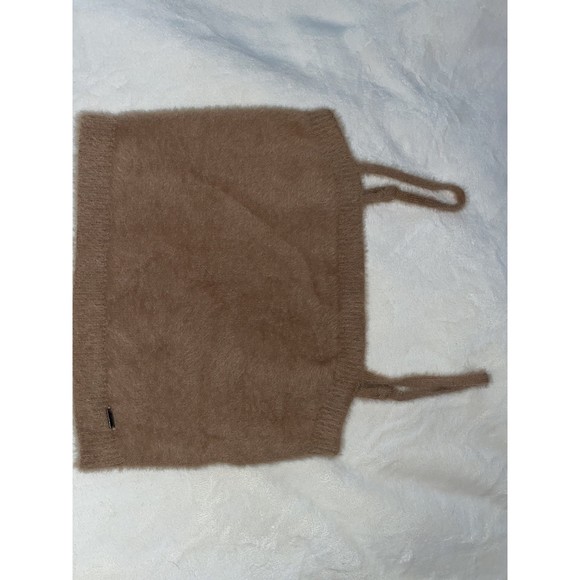 Fuzzy brown cropped soft Hollister Tank blouse Top M - Picture 5 of 12